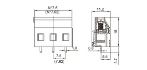 Derks YB422B-750/762 Pitch 7.5 mét 7.62 mét 2-3poles 24A ac300v PCB khối thiết bị đầu cuối cắm trong khối thiết bị đầu cuối PCB vít khối thiết bị đầu cuối