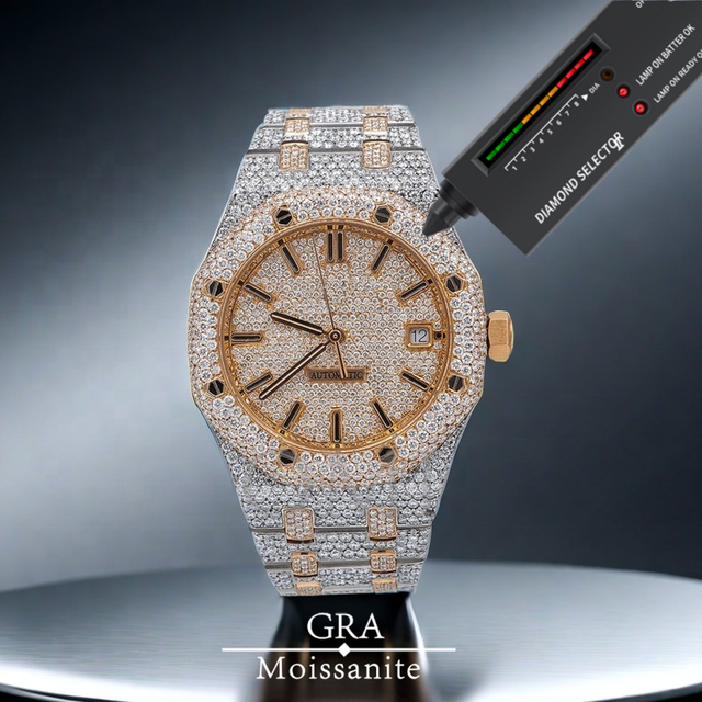Wholesale Mechanical Men's Watch Moissanite Diamond 41mm Dial Diameter White Gold Platinum Band Factory Direct Shipping 24 Hours