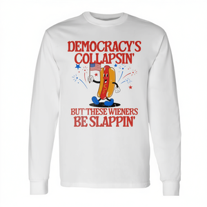 Camiseta de manga larga Fourth Of July Wiener con diseño de humor político - Product Image 2