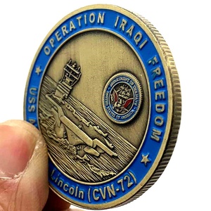 Medalla Conmemorativa Personalizada del Buque Portaaviones Iraqí Abraham Lincoln (CVN-72) Chapada en Hierro y Bronce con San Jorge Guardián Chapado en Oro <span class=keywords><strong>de</strong></span> 25 mm - Product Image 4
