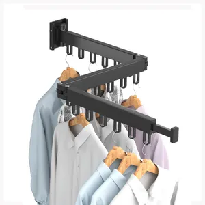 98SY Folding extendable Clothes Rack Stand Pants Shelf Clothing Rack Wall Mounted