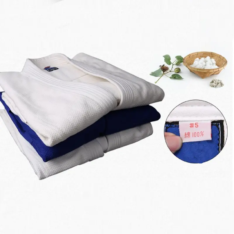 Sample free shipping Woosung Hot sale durable martial arts wear judo kimono gi judo suit blue white judo uniform
