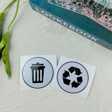 Customized Recycling Trash Labels 3x3 Inch PVC <b>Stickers</b> For <b>Kitchen</b> Storage Bin - Product Image 3