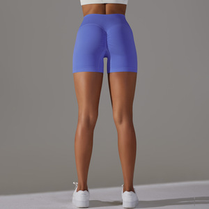 Shorts de Ciclismo Acanalados para Mujer al por Mayor con Cintura Cruzada, Efecto Fruncido y Moldeador, Sin Marca de Camel Toe, Ideales para Correr, Gimnasio, Entrenamiento y Yoga, OEM ODM - Product Image 5