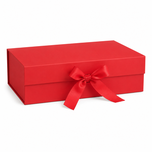 Boîte cadeau pliable à fermeture magnétique écologique avec ruban en satin et logo personnalisé en feuille d'or, idéale pour les faveurs de mariage - Product Image 2