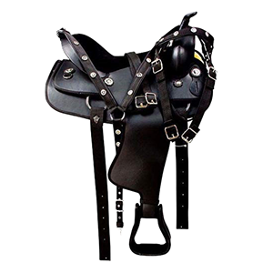 Sillín de caballo occidental de PVC de alta calidad con narizera única de nailon y sintético duradero, estructura de plástico impermeable - Product Image 1