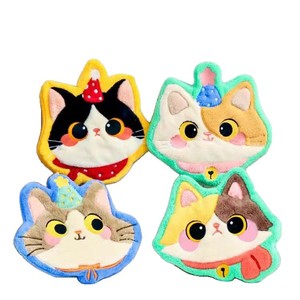 Cute Cartoon Cat Face Towel 24Cm Square Absorbent Coral Fleece Kitchen Bathroom Hanging Towel For Kids - Product Image 3