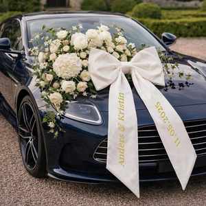 Personalized Large Ribbon <b>Bow</b> <b>for</b> <b>Wedding</b> <b>Car</b>, Handmade Satin <b>Bow</b> <b>for</b> <b>Wedding</b> Decor, Bridal Shower, Photo Props, Party Favors - Product Image 2