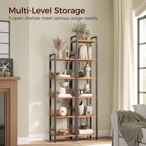 Estantería de Madera Estilo Industrial Moderno SENYU, Librería Independiente de 5 Niveles para Sala de Estar, Muebles para el Hogar - Product Image 6