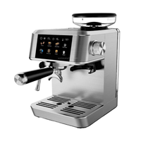 Machine à café semi-automatique durable avec boîtier entièrement métallique, 20 réglages de mouture, fonctionnement à une touche, pour le bureau et la maison, expresso, eau chaude, cafetière