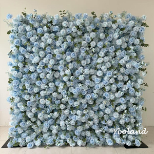 Pannello Decorativo Floreale L04 Blu 2,4m x 2,4m, Sfondo 3D 5D Arrotolabile in Tessuto con Rose Artificiali in Seta per Decorazioni Matrimoniali - Product Image 3