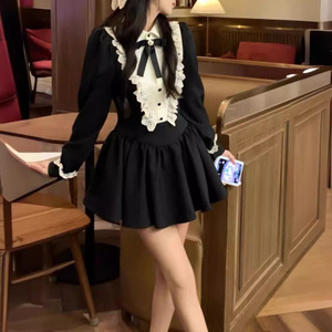 French Style Princess Pink Tutu Dress Empire Waist Bow Neckline Splicing Candy Color Breathable Cocktail Dress - Product Image 2