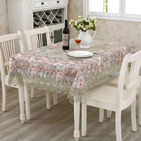 Nappe de table jacquard florale faite à la main avec bordure en dentelle, style moderne, imperméable, jetable, élégante, pour la décoration de la maison, mariage, restaurant