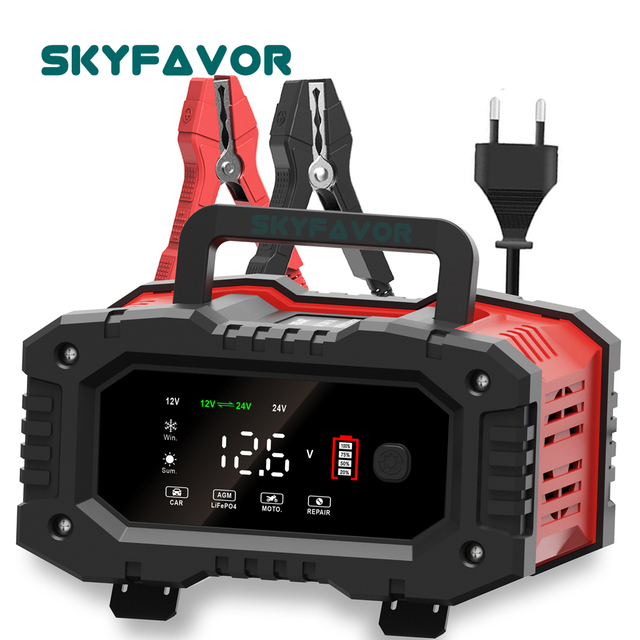 Manufacturer Customized Motorcycle Truck CAR Battery Charger 12V 24V Universal Automatic Smart LiFePO4 Lead Acid Battery Charger
