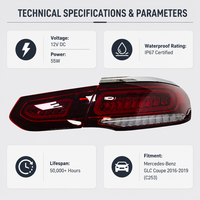 Feu arrière à clignotants séquentiels LED pour Mercedes-Benz GLC Coupé 2016-2019, feu de jour 12V, version améliorée
