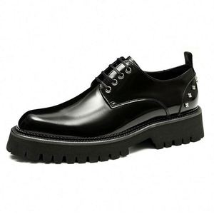 Chaussures habillées de luxe personnalisées pour hommes 2025 – Cuir véritable à semelle épaisse, décontractées, respirantes, à lacets, pour mariage - Product Image 4