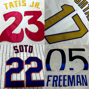 เสื้อเบสบอลผู้ใหญ่แบบขายส่ง ผ้าโพลีเอสเตอร์ระบายอากาศ ปักลาย ลอสแอนเจลิส 50 มูคกี้ เบตต์ส 5 เฟรดดี้ ฟรีแมน 17 กางเกงขาสั้น - Product Image 4