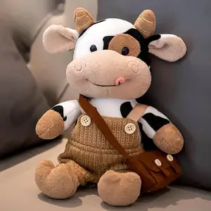 Peluche de vaca de 30cm, Tos muñeco de peluche suave de vaca, ganado de peluche, muñeco de peluche de vaca blanco y negro, Navidad