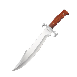 Cuchillo de Caza de Acero Inoxidable con Mango de Madera, Hoja de Punta Caída, Borde Recto, Funda de Cuero de Grado Industrial - Product Image 5