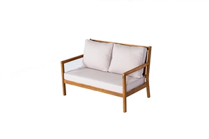 Ensemble de salon de jardin en bois d'acacia durable |   Canapé design en métal avec dossier en X et coussins |   Mobilier d'extérieur pour villas et complexes hôteliers - Product Image 2