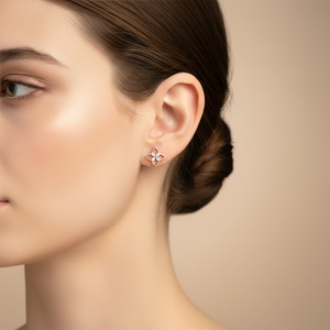 Boucles d'oreilles de haute qualité en or rose massif 18 carats avec diamants naturels véritables, fabriquées à la main, pour un usage quotidien, vente en gros - Product Image 5