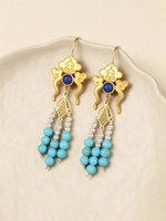 Boucles d'oreilles pendantes en argent sterling 925 plaqué or, motif nuage, turquoise et perles, style ethnique vintage, vente en gros