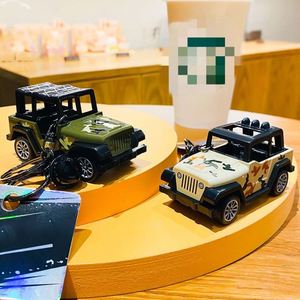 Hot Selling Plastic Metal Keyring Schoolbag Pendant Car Keychain Mini Cartoon Camouflage Jeep <b>Model</b> Keychains - Product Image 6