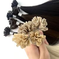 Extensions de cheveux humains russes vierges Remy, lisses et soyeuses, à pointe en U, double trame, fabrication à la machine, très demandées