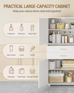 Buffet de rangement, armoires de <span class=keywords><strong>cuisine</strong></span> modernes avec 4 portes et 2 <span class=keywords><strong>tiroirs</strong></span>, armoire de <span class=keywords><strong>cuisine</strong></span> pour salon, salle de bain, couloir - Product Image 4
