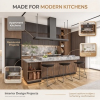 Lemari Dapur Modular Custom dari Papan Partikel dengan Meja Marmer, Furnitur Penyimpanan Modern untuk Dekorasi Interior Dapur
