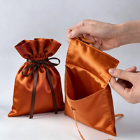 Pochette en tissu satiné de haute qualité avec logo personnalisé, fermeture à pression, lavable, réutilisable, pour foulards en soie, bijoux, articles féminins
