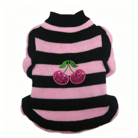 Mignon sweat à capuche pour chien motif fraise, pull rouge en tricot, jupe double couche à motif cœur, vêtements pour animaux de compagnie