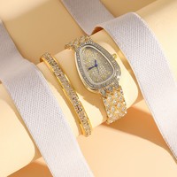 Nouvelle Arrivée En Stock Montre Élégante pour Femme en Acier Inoxydable avec Diamants Ovale Incrustés et Quartz, Bracelet Perles, Écologique