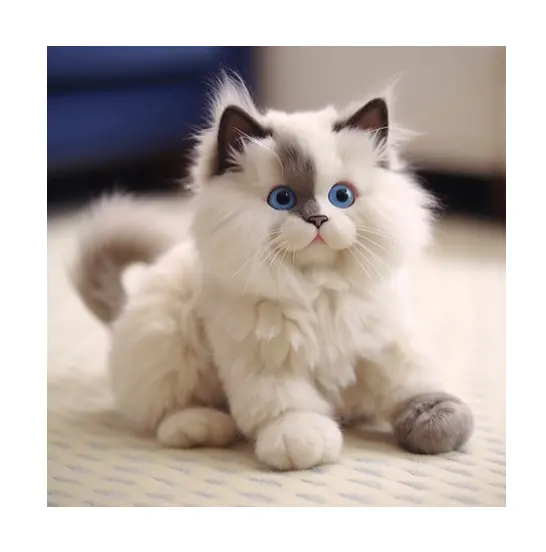 Boneka kucing binatang segar dan indah, mainan kucing berbaring buatan tangan