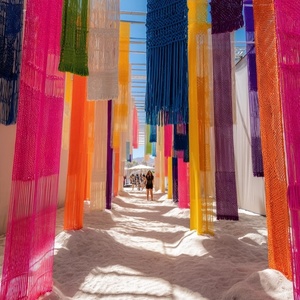 Décor de diviseurs d'installations de macramé bohème coloré accrocheur pour les espaces d'hôtel de restaurant - Product Image 2