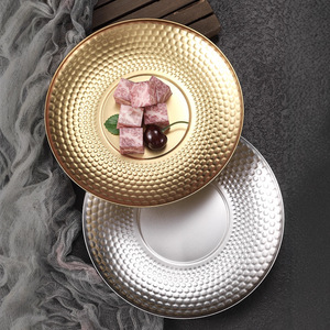 Plateau à fruits en acier inoxydable, motif martelé rond, 304 or argent, pour usage domestique et hôtelier - Product Image 5