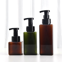 Bouteille de recharge en plastique vide 250/450/650 ml avec tête de pompe à mousse, distributeur de savon liquide en PETG vert ambré, récipient pour lavage des mains FY003