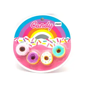 Soododo XDN0250 핫 세일 3D 도넛 모양의 문구 고무 지우개 독특하고 기발한 연필 지우개 어린이를위한 귀여운 도넛 지우개