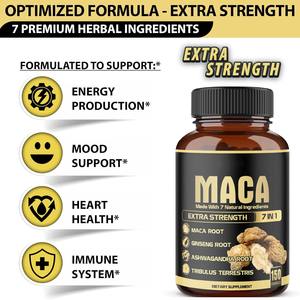 Cápsulas de Maca con Vitaminas para Hombres Adultos, Aumentan la Energía y la Salud Reproductiva, Suplemento Natural, Marca Blanca - Product Image 3