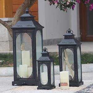 Candelieri in Metallo Stile Retrò Europeo, Lanterne in Ferro Battuto e Vetro, Ornamenti da Tavolo, Accessori per Matrimoni, Decorazioni per la Casa - Product Image 3