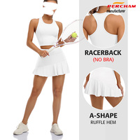 Falda de tenis de golf superior sin mangas personalizada para mujer, traje de entrenamiento ecológico, falda de tenis de 2 piezas con pantalones cortos