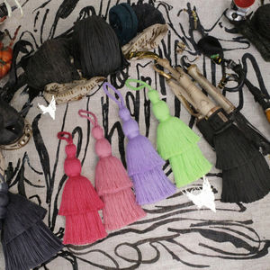 ZHONGXIU 12cm Double Layer Cotton <b>Tassel</b> <b>Fringe</b> Home Textile Hanging DIY Clothing Accessories Silk Beads for Garments Made China - Product Image 3