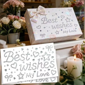 Adesivi in Acrilico a Forma di Diamante 'Happy Birthday' in Inglese 15x10cm, Decorazioni Fai-da-Te per Scatole Regalo, Cuori, Fiocchi, Stelle, Stile Fresco e Naturale - Product Image 3