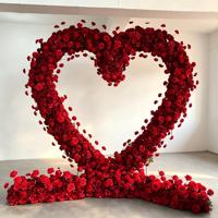 Arche de fleurs en forme de cœur rose pour mariage, demande en mariage, fête d'anniversaire, scène, décoration artificielle en forme de cœur pour les organisateurs d'événements