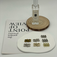 Kancing Dekoratif Paduan Logam Berlapis Emas, Perak, dan Perunggu Multiwarna Grosir, Bentuk Geometris dan Tiga Cincin Hati, untuk Pakaian, Tas, Sepatu, dan Aksesoris DIY