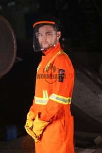 Monos personalizados con costuras soldadas resistentes al fuego, certificado CE, naranja, 100% algodón, ropa de trabajo de alta visibilidad, mono de seguridad - Product Image 2