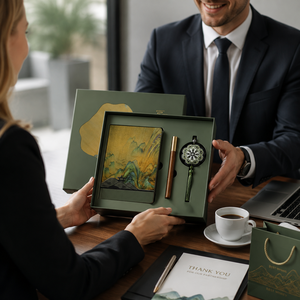 Set Regalo di Quaderni in Stile Cinese con Penna e Segnalibro, Confezione Regalo di Cancelleria Orientale Tradizionale per Clienti Aziendali - Product Image 4