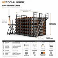 Étagère de stockage robuste en tubes d'acier alvéolaires personnalisable, certifiée CE, haute résistance, revêtement poudré, pour matériaux longs, avec assistance manuelle