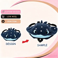 Sac à dos en peluche personnalisé Raie manta, adorable sac à dos en forme d'animal marin avec fermeture éclair et bretelles réglables pour enfants