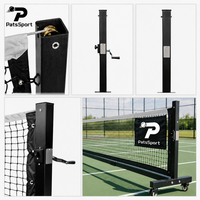 PatsSport Filet de pickleball robuste professionnel avec roues portables, cadre en acier galvanisé, tendeur réglable, pour entraînement en intérieur